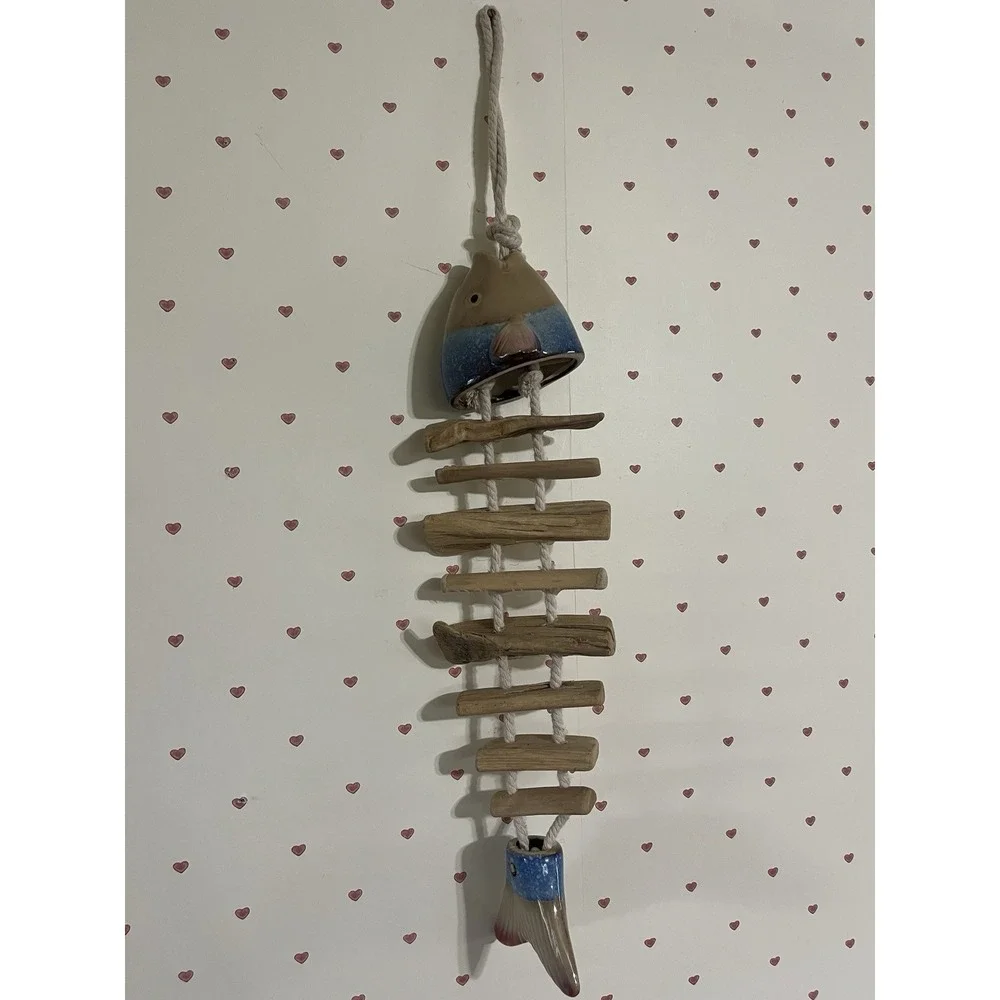 Hanging Pottery Ceramic Driftwood Fish Sculpture Beach Lakehouse‎ Decor 16